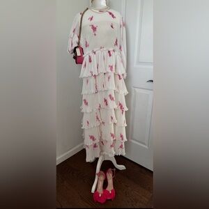 GANNI Rose Print Pleated Georgette Midi Dress
$195